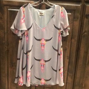 MUMU Kylie Mini Dress S Ruffled Sleeves $136